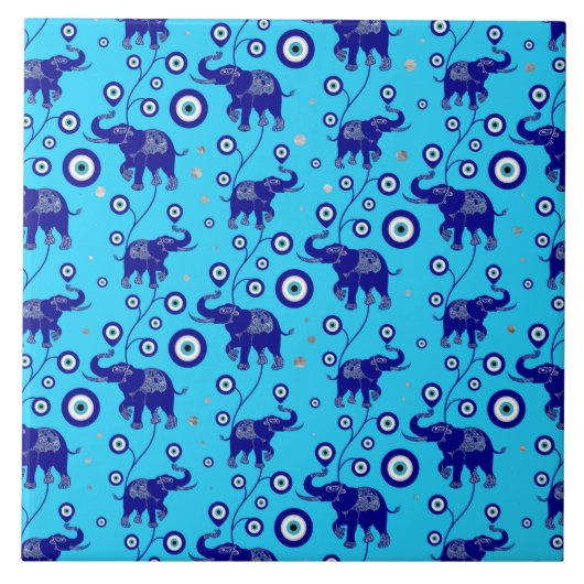 Carreau Eléphant de l'oeil du mal Bon motif de la chance (Devant)