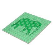 Carreau éléphant de Paisley - vert jade et blanc (Côté)