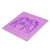 Carreau Éléphant de remous de fractale - pourpre et (Côté)