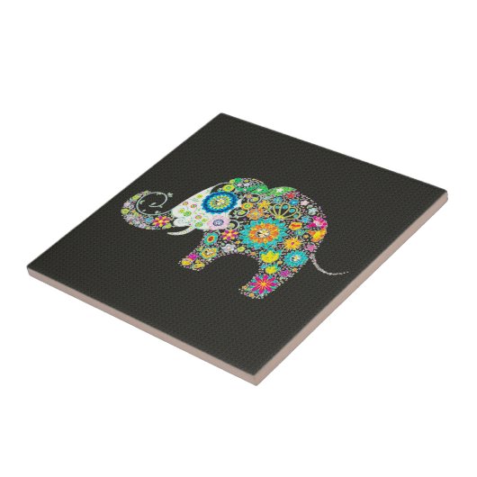 Carreau Eléphant Fleur - Boucles Diamants (Côté)