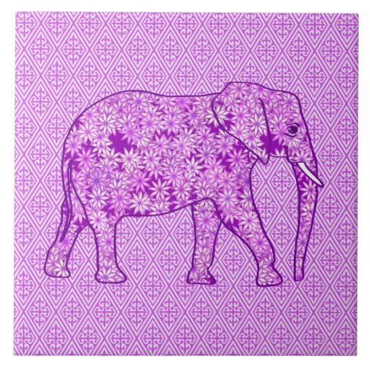 Carreau Éléphant fleur - violet améthyste (Devant)