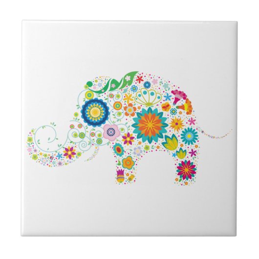 Carreau Éléphant fleuri (Devant)