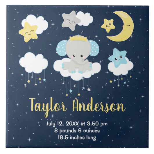 Carreau Eléphant Jaune et la Marine Statistiques de naissa (Devant)