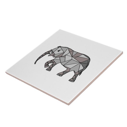 Carreau Eléphant mignon Géométrique Noir et Blanc (Côté)