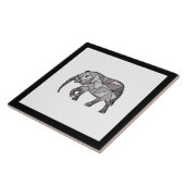 Carreau Eléphant mignon Géométrique Noir et Blanc (Côté)