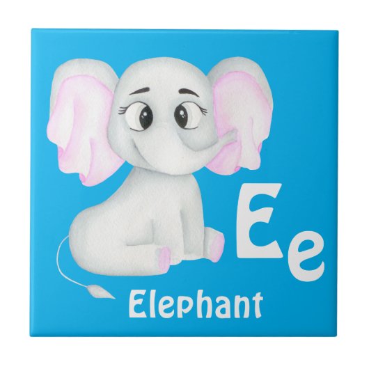 Carreau Elephant personnalise ABC : Lettre E - Ajouter vot (Devant)