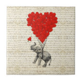 Carreau Eléphant romantique et ballons cardiaques (Devant)