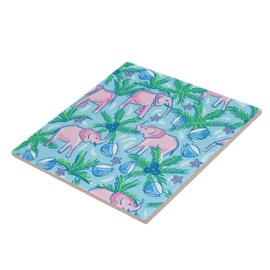 Carreau Eléphant rose Preppy (Côté)