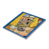 Carreau éléphant se balançant la tête par la fenêtre (Côté)