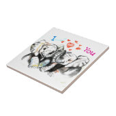 Carreau Elephants Accrochés Je t'aime Aquarelle Carrelage (Côté)