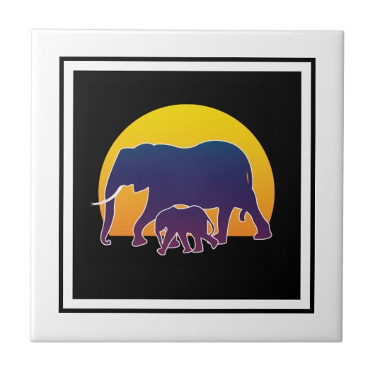 Carreau Eléphants couchés de soleil (Devant)