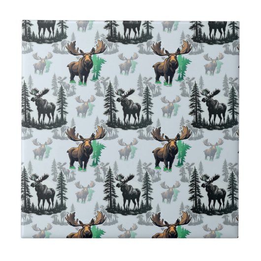 Carreau Elk Moose Antlers Deer Design Motif (Devant)