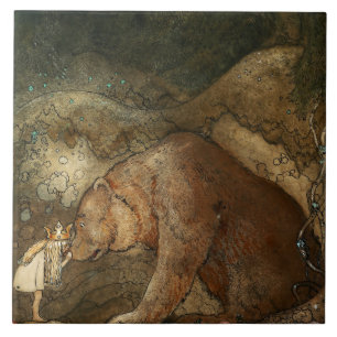 Carreau « Elle embrassa l'ours » de John Bauer