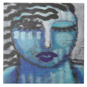 Carreau Elle est si froide, portrait acrylique abstrait su