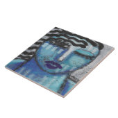 Carreau Elle est si froide, portrait acrylique abstrait su (Côté)