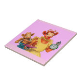 Carreau Elsie la vache et la fille Beulah - il est temps (Côté)