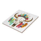 Carreau Emblème amérindien de crâne de bison (Côté)
