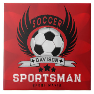 Carreau Emblème de sportif de football personnalisé avec b