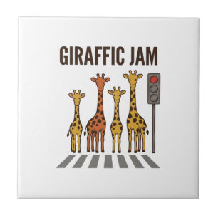 Carreau Embouteillage giraffic Drôle de girafe traversant