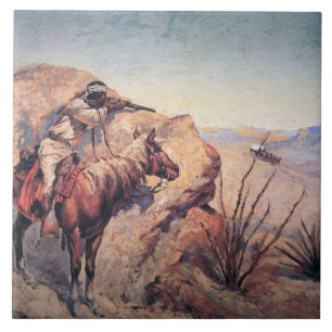Carreau Embuscade d'Apache (huile sur la toile)