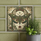 Carreau Emerald Art Nouveau Moth Decorative Tile