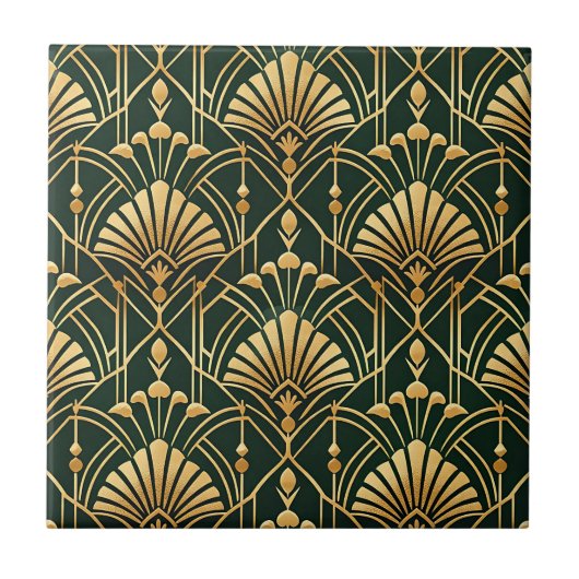 Carreau Emerald Gold Art Deco Pattern (Devant)