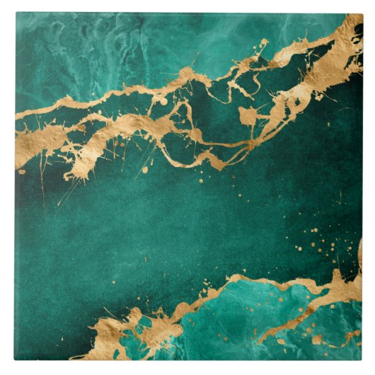 Carreau Emerald Green et Gold abstrait (Devant)