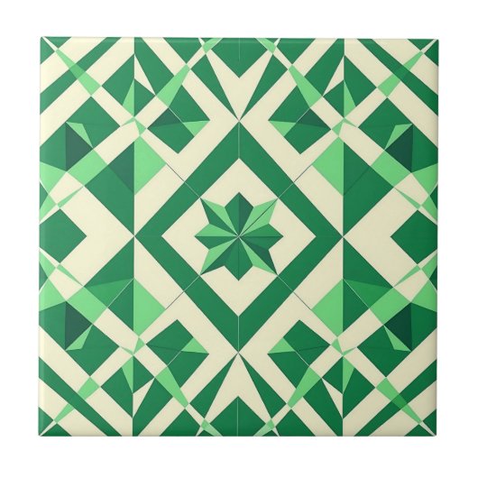 Carreau Emerald Green Geometric Star Pattern (Devant)
