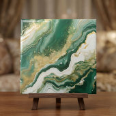 Carreau Emerald Green & Gold Marble Agate Abstract