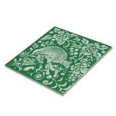 Carreau Emerald Green Woodland Raccoon floral complexe (Côté)