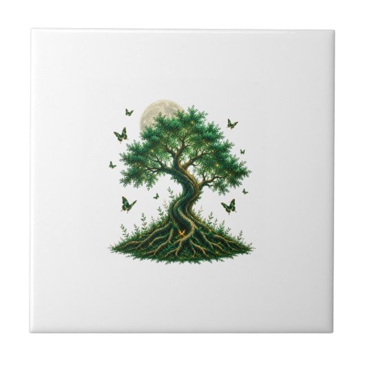 Carreau emerald magic tree latte mug (Devant)