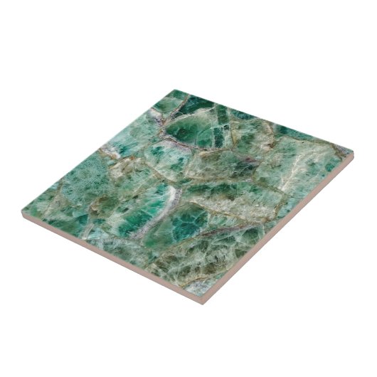 Carreau Emerald Marble Green Quartz Crystal Gemstone Impre (Côté)