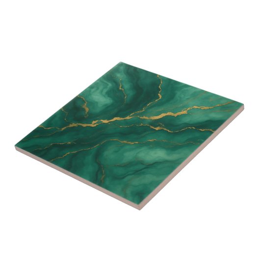 Carreau Emerald Mist and Gold Vein Marble Effect (Côté)