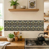 Carreau Emerald Navy Gold Art Deco Sun Rays Geometric