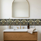 Carreau Emerald Navy Gold Art Deco Sun Rays Geometric