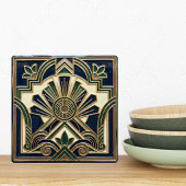 Carreau Emerald Navy Gold Art Deco Sun Rays Geometric