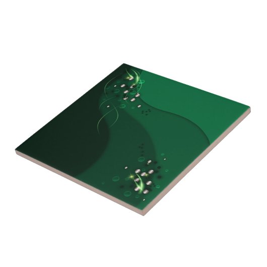 Carreau Émeraude Abstraite, présentation verte et ornement (Côté)