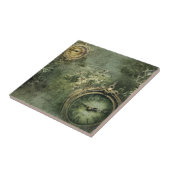 Carreau Émeraude Green Rustic Steampunk Horloge (7) (Côté)