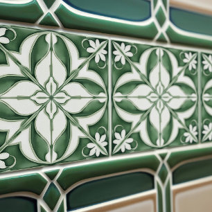 Carreau Émeraude Verte Envoûtante Fleur Symétrique