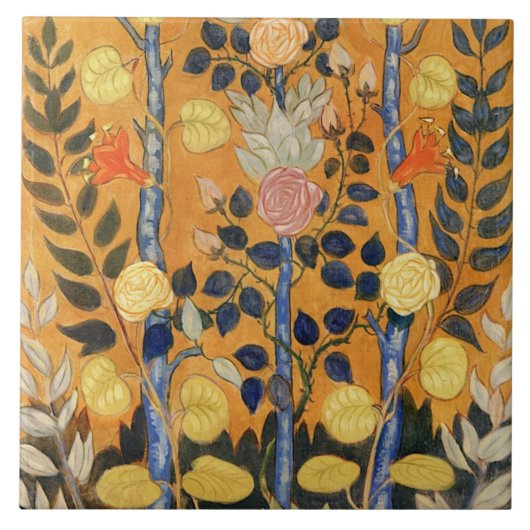 Carreau Emile Bernard peinture, Roses, (Devant)