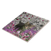 Carreau Emma en fleurs I - petit chat gris de Kitty (Côté)