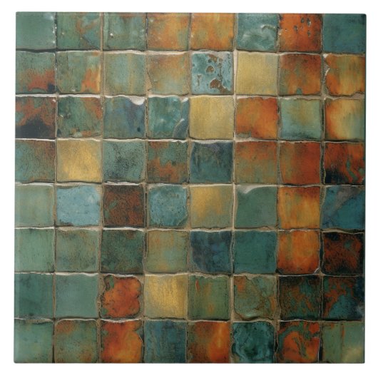 Carreau EMMA Sage Collection de Carrés Abstraits Faux Reli (Devant)