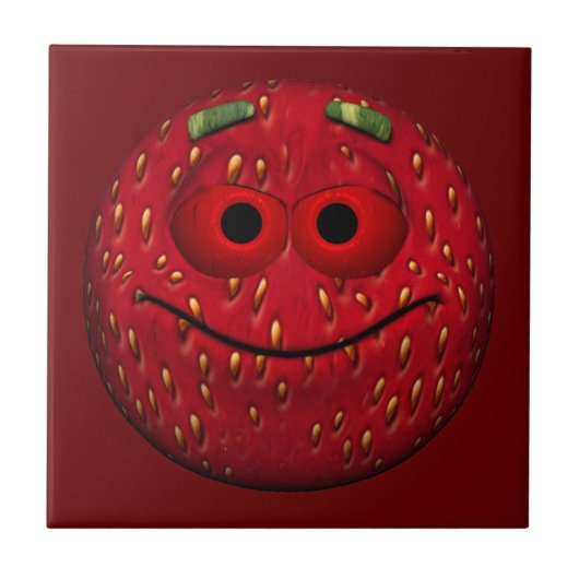 Carreau Emoticon de fraise drôle (Devant)