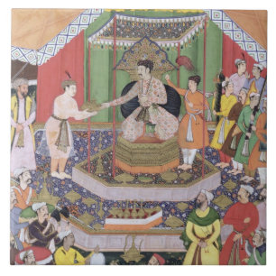 Carreau Empereur Akbar (r.1556-1605) amusé par son fos