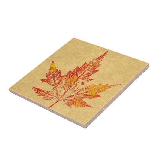 Carreau Empreinte de feuilles naturelles de l'érable d'aut (Côté)