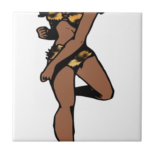 Carreau empreinte de léopard africain pin up (Devant)