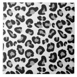 Carreau Empreinte de léopard en noir et blanc avec gris /