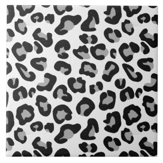 Carreau Empreinte de léopard en noir et blanc avec gris /  (Devant)