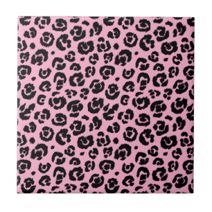 Carreau Empreinte de léopard noir rose
