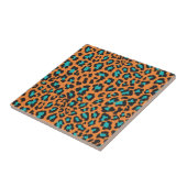 Carreau Empreinte de léopard Orange, Noir, Aqua (Côté)